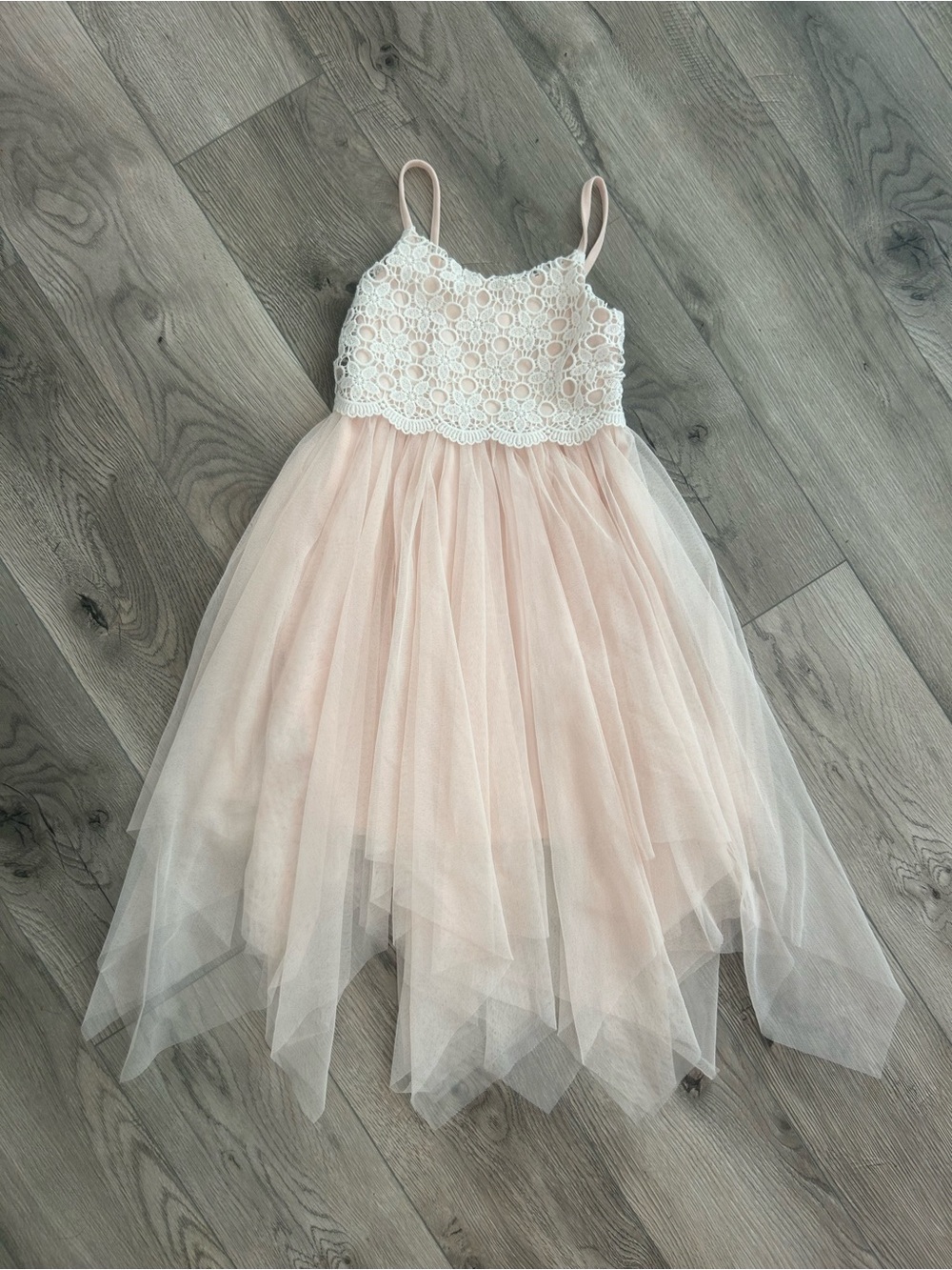Zhenzi Pink and White Lace Tulle Party Dress